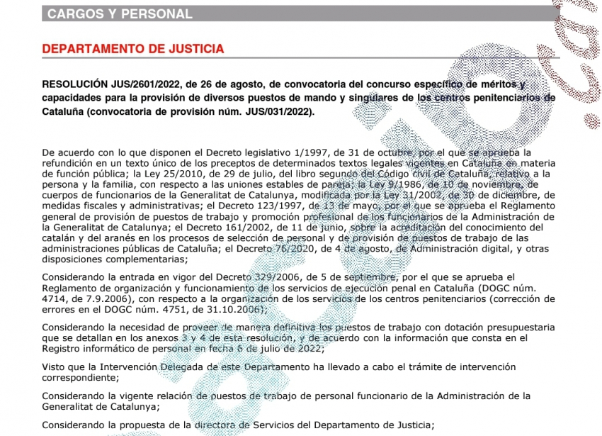 Convocatoria puestos intermedios