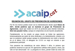 Reunión grupo de prevención de agresiones