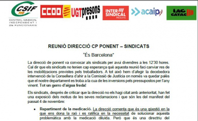 Reunión de sindicatos con la dirección C.P Ponent