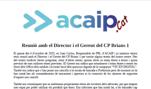 Reunió amb el Director i el Gerent del CP Brians 1