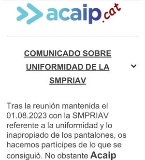 COMUNICADO SOBRE UNIFORMIDAD DE LA SMPRIAV